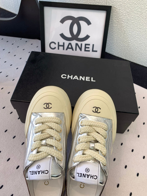 CC Mule Sneaker 50mm In Silver Cowhide 147071