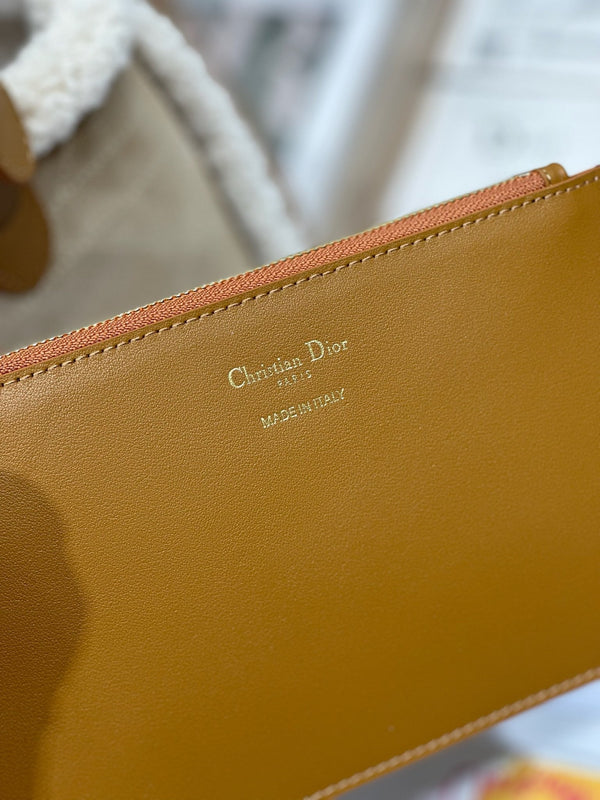 CD Toujours 28.5 Camel Brown Cowhide And Fur Gold Hardware