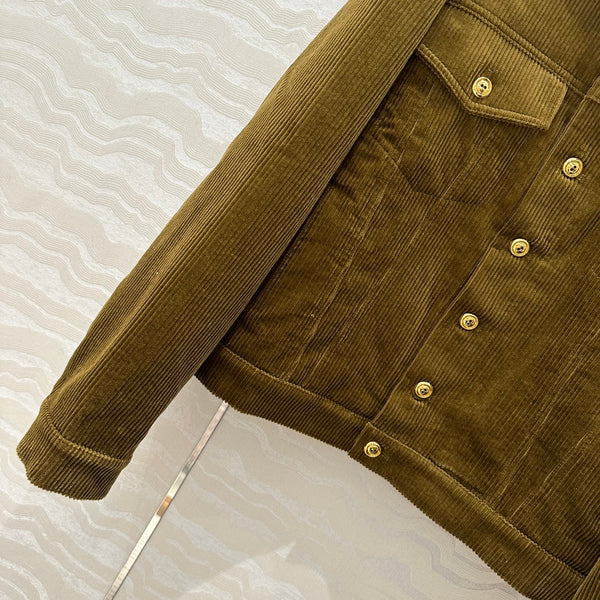 Miu Miu Corduroy Jacket Olive Green Cotton