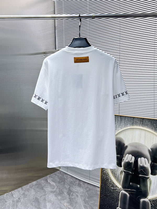 LV T-SHIRT LOGO EMBROIDERED WHITE COTTON 238805
