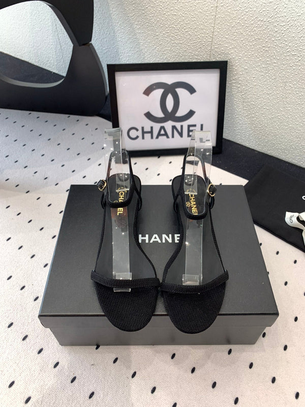 Sandalo CC in tessuto di tela nero 147092