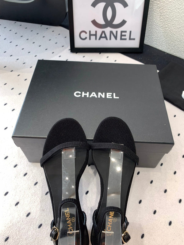 Sandalo CC in tessuto di tela nero 147092