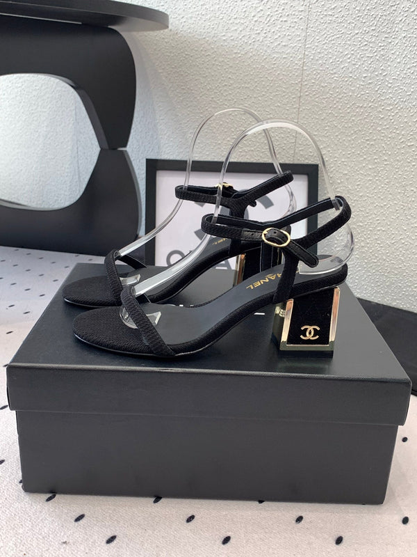 Sandalo CC in tessuto di tela nero 147096