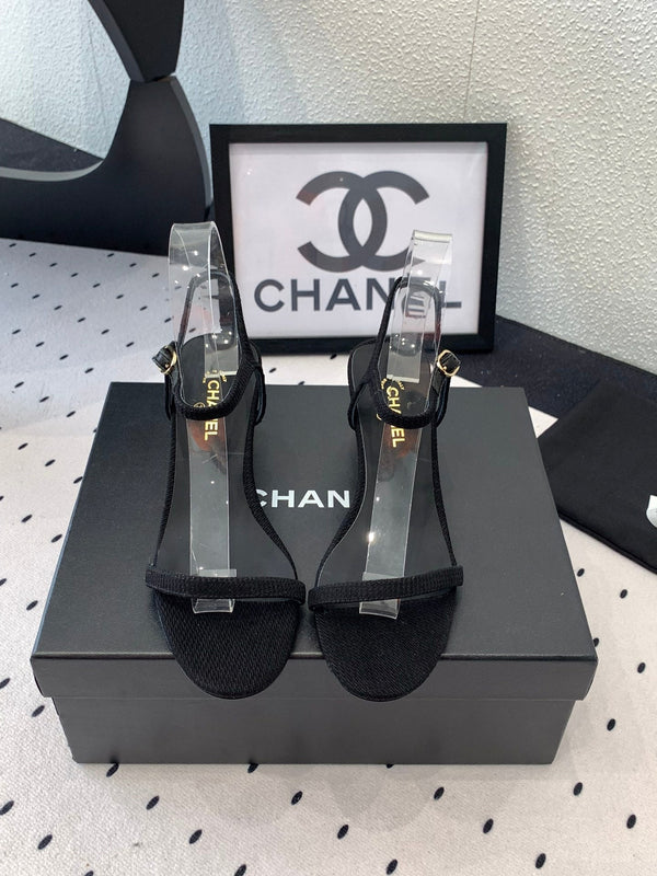 Sandalo CC in tessuto di tela nero 147096