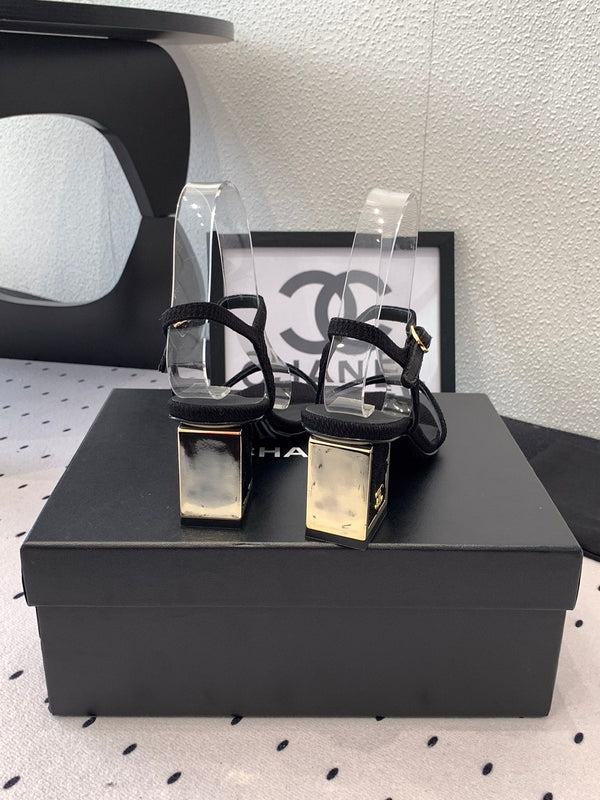 Sandalo CC in tessuto di tela nero 147096