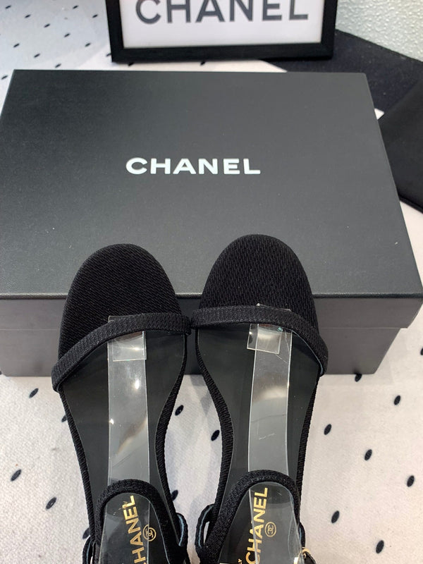 Sandalo CC in tessuto di tela nero 147096