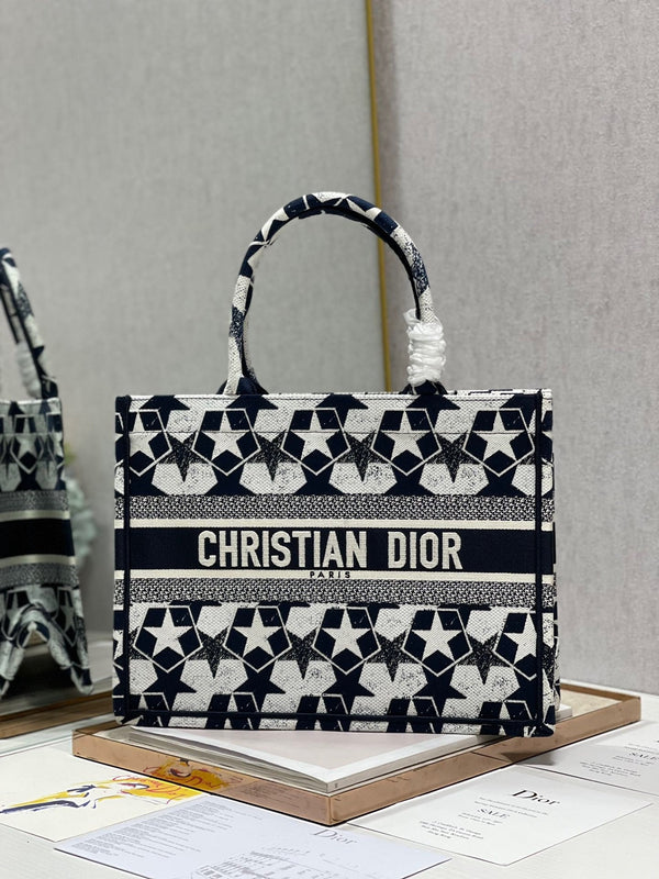 CD Five-pointed Star Book Tote 36cm Bag Blue White Canvas 336522