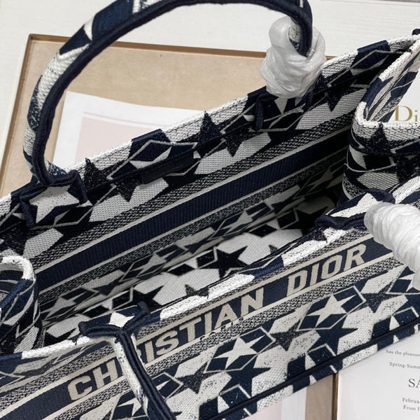 CD Five-pointed Star Book Tote 36cm Bag Blue White Canvas 336522