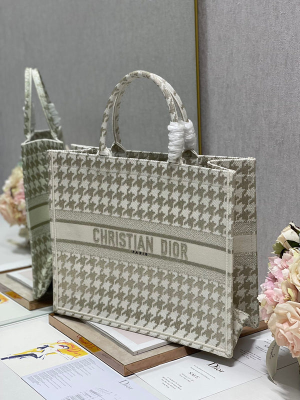 CD Metal Houndstooth Book Tote 42cm Bag Canvas 336585