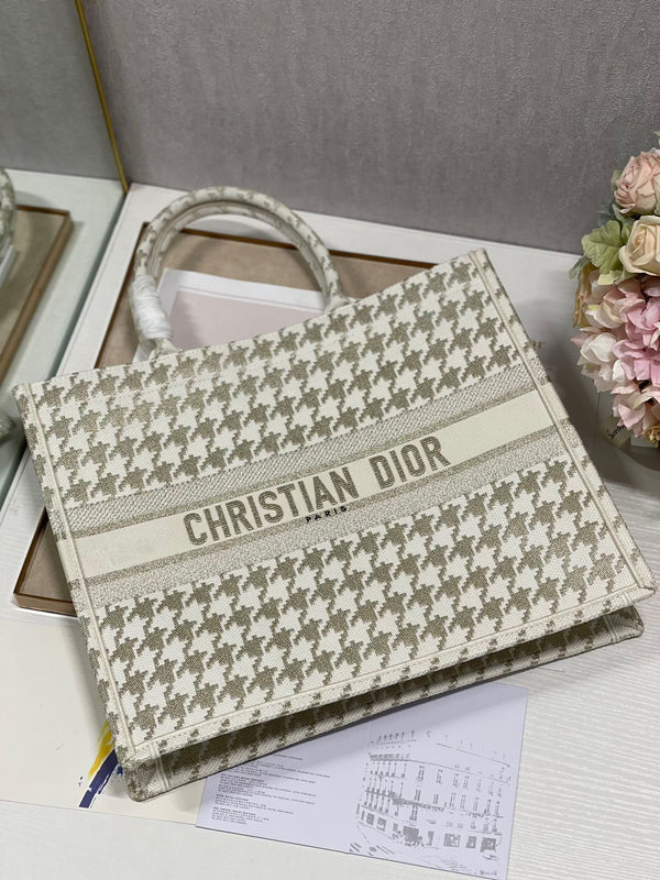 CD Metal Houndstooth Book Tote 42cm Bag Canvas 336585