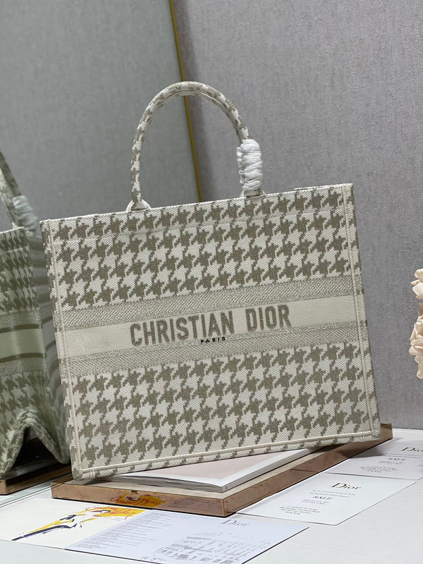 CD Metal Houndstooth Book Tote 42cm Bag Canvas 336585