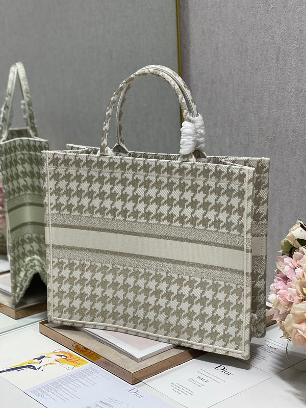 CD Metal Houndstooth Book Tote 42cm Bag Canvas 336585