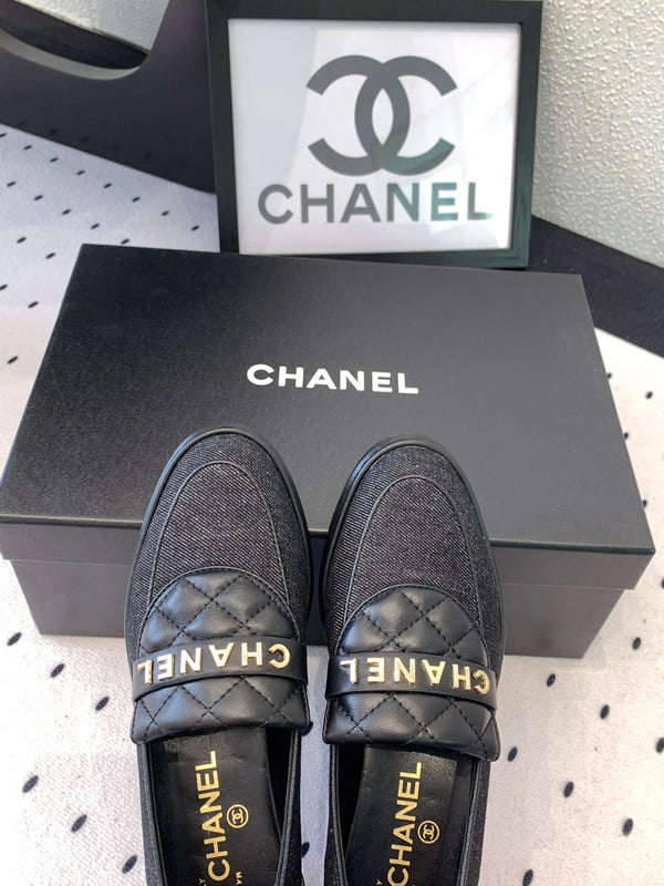 CC Moccasins In Black Denim Fabric 147020