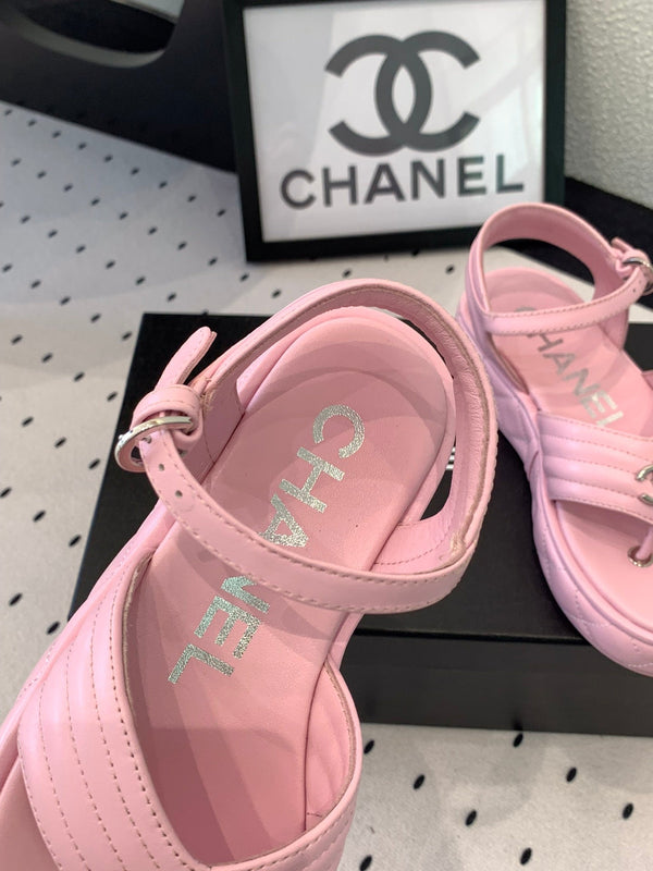 Sandali infradito CC in pelle di agnello rosa 147035