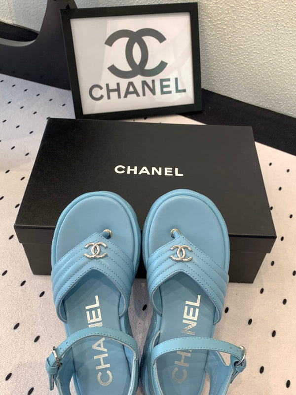 Sandali infradito CC in pelle di agnello blu notte 147039