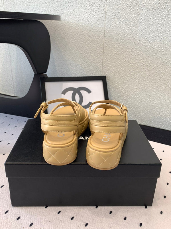 CC Thong Sandals In Dark Beige Lambskin 147040