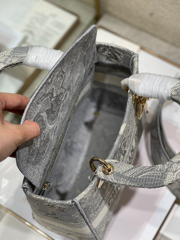 CD Gray Tiger 24 Lady Dior Bag Canvas 336660