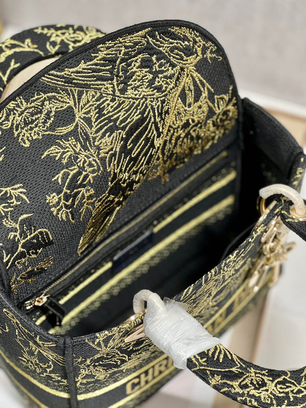 CD Black Magpie 24 Lady Dior Bag Canvas 336688