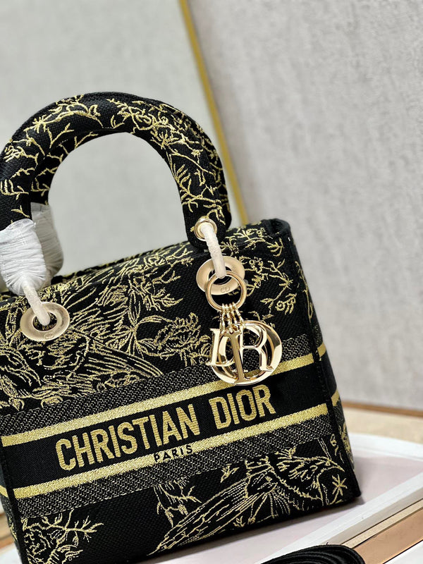 CD Black Magpie 24 Lady Dior Bag Canvas 336688