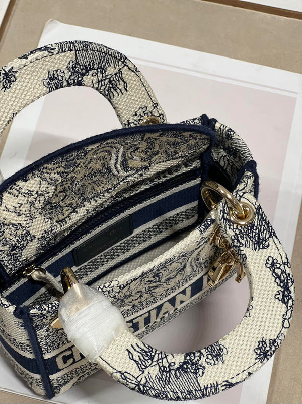 CD Old Blue Tiger 17 Lady Dior Bag Canvas 336742