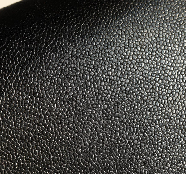 CC Caviar Flap Bag 17.5 Gold Logo Black Calfskin