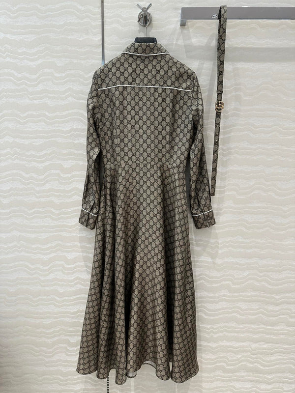 Gucci 25 Monogram Dress Gray Silk