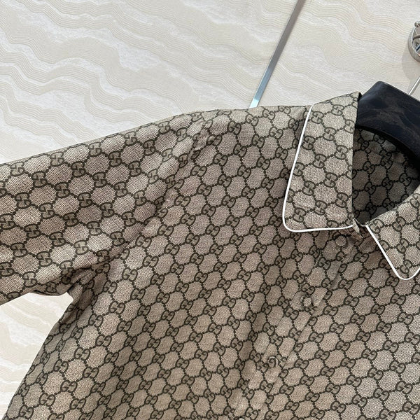 Gucci 25 Monogram Shirt Gray Silk