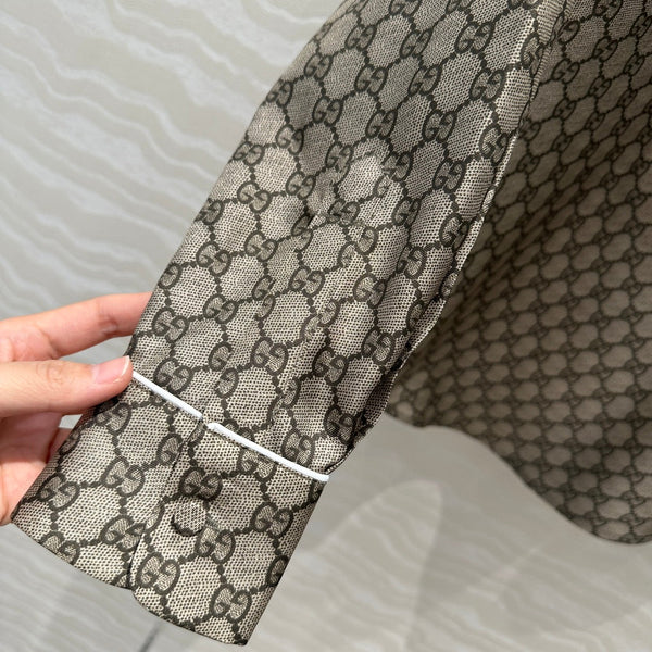 Gucci 25 Monogram Shirt Gray Silk