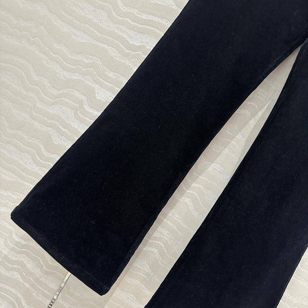 Pantaloni svasati in velluto Celine in cotone nero