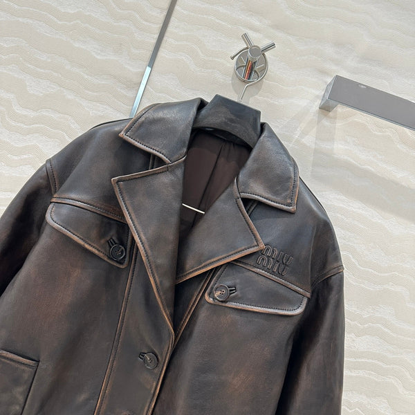 Miumiu 25 Jacket Black Brown Lambskin