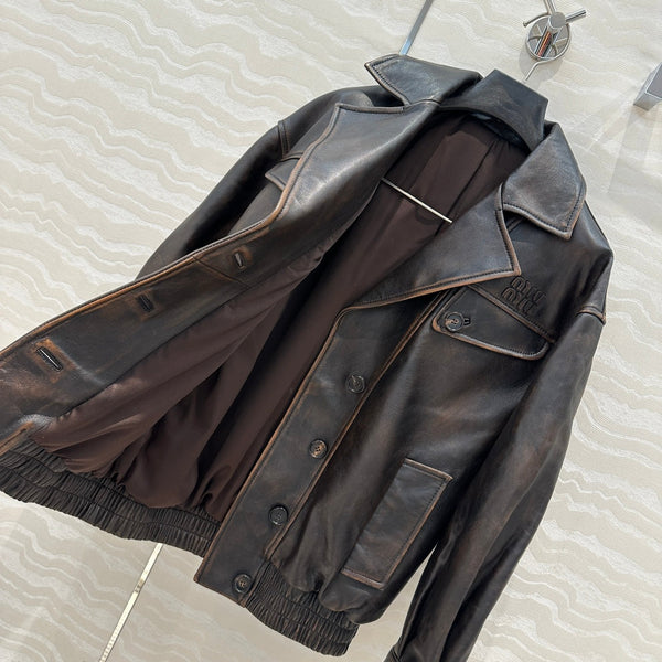 Miumiu 25 Jacket Black Brown Lambskin