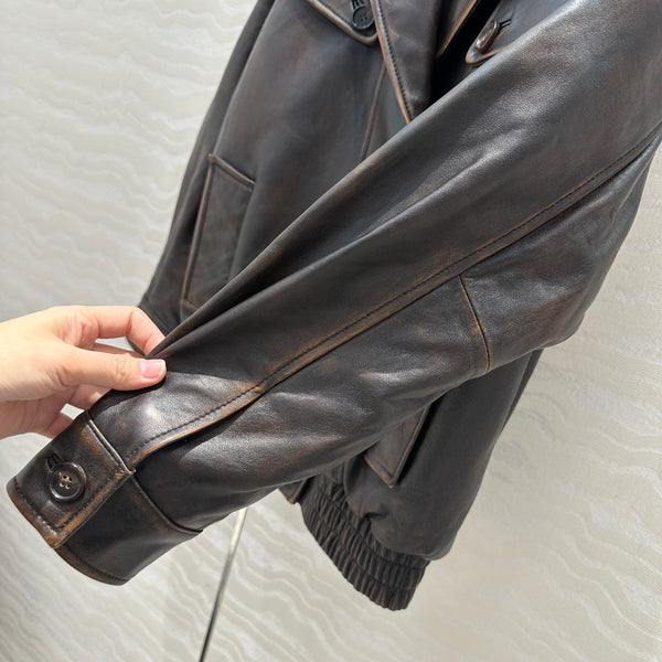 Miumiu 25 Jacket Black Brown Lambskin
