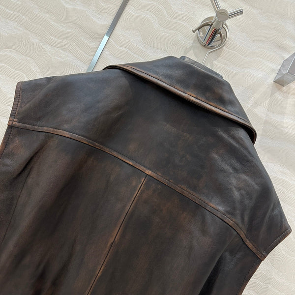 Miumiu 25 Jacket Vest Black Brown Lambskin