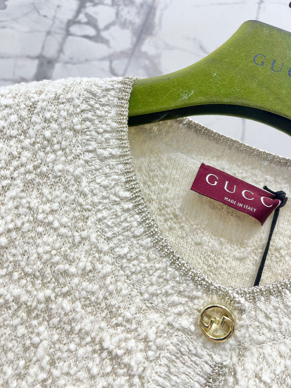 Gucci 2025 Cardigan Cream White Wool