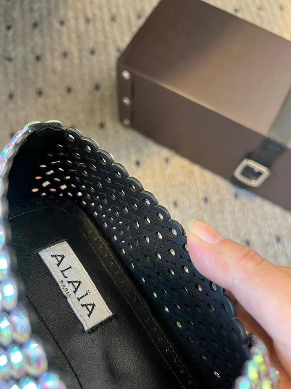 Alaia 25 Embellished Mary Jane Ballerine Multicolor Suede 303686