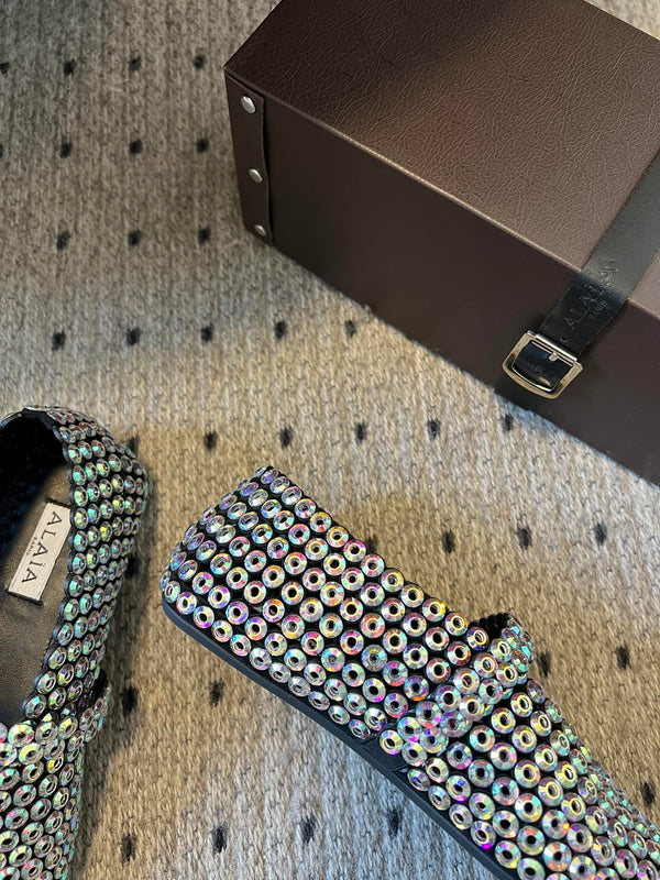 Alaia 25 Embellished Mary Jane Ballerine Multicolor Suede 303686