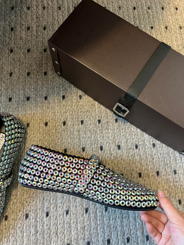 Alaia 25 Embellished Mary Jane Ballerine Multicolor Suede 303686