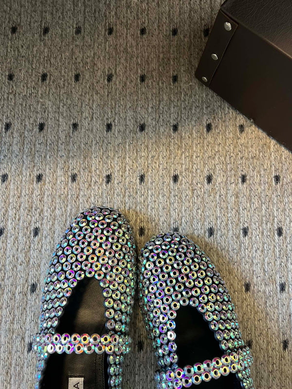 Alaia 25 Embellished Mary Jane Ballerine Multicolor Suede 303686