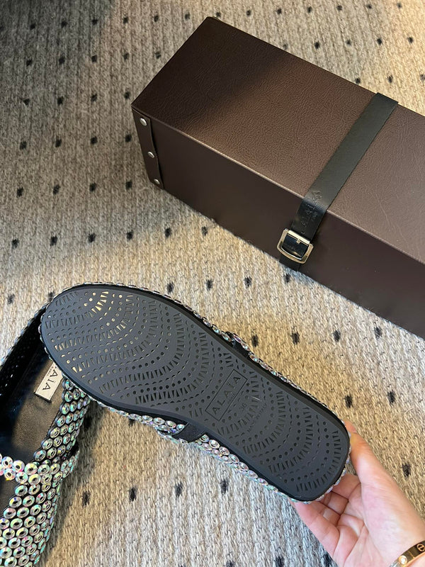 Alaia 25 Embellished Mary Jane Ballerine Multicolor Suede 303686