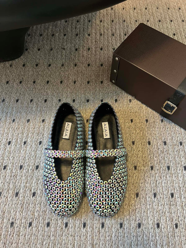 Alaia 25 Embellished Mary Jane Ballerine Multicolor Suede 303686