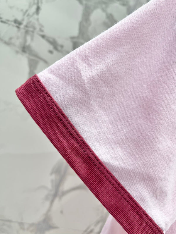 Gucci Embroidered Short Sleeves T-shirt Pink Cotton