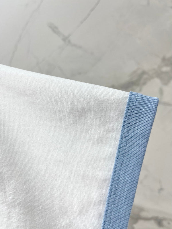 Gucci Embroidered Short Sleeves T-shirt White Blue Cotton