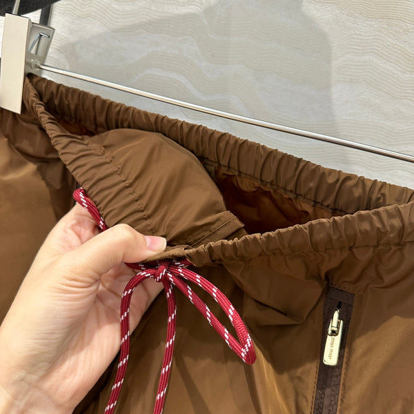 Miu Miu 25 Sport Short Cocoa Brown Technical Fabric