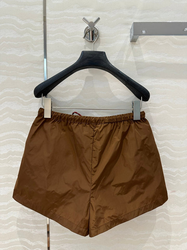 Miu Miu 25 Sport Short Cocoa Brown Technical Fabric