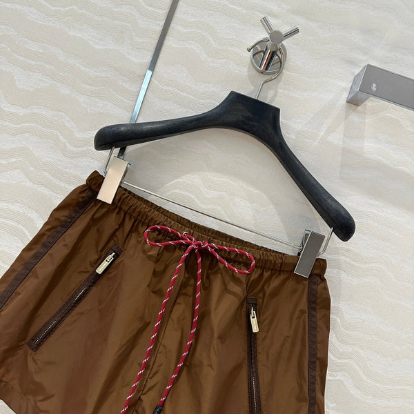 Miu Miu 25 Sport Short Cocoa Brown Technical Fabric