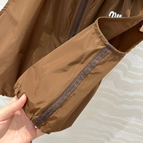 Miu Miu 25 Sport Zipper Vest Cocoa Brown Technical Fabric