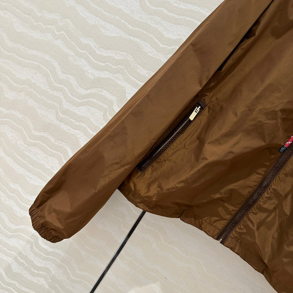 Miu Miu 25 Hooded Short Jacket Cocoa Brown Technical Fabric