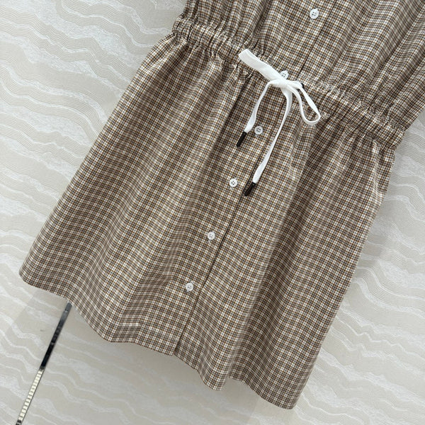 Miu Miu Short-sleveed Shirt Dress Brown Cotton