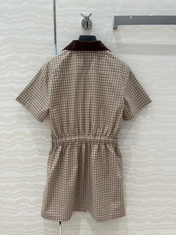 Miu Miu Short-sleveed Shirt Dress Brown Cotton