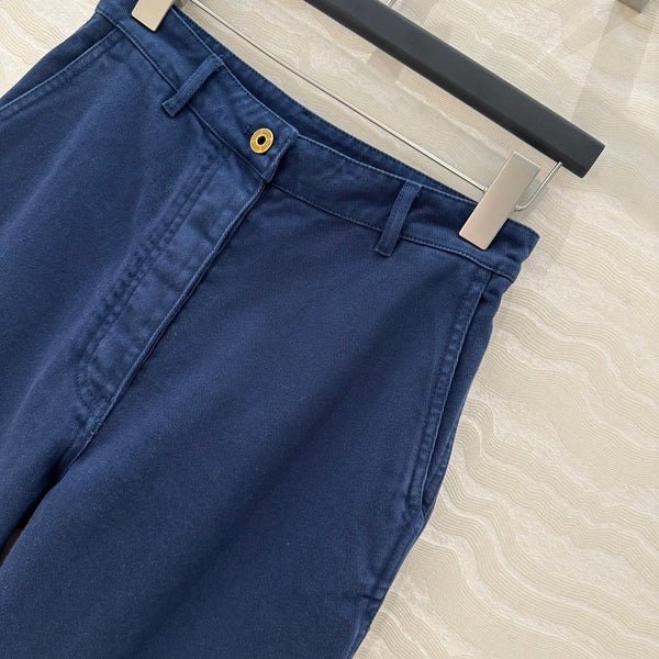 Miu Miu 25 Straight Pants Blue Cotton